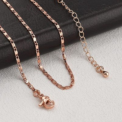 Brass Link Chain Necklaces for Women NJEW-D302-17RG-1