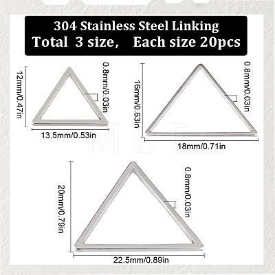 SUNNYCLUE 60Pcs 3 Sizes 304 Stainless Steel Linking Ring STAS-SC0007-45-1