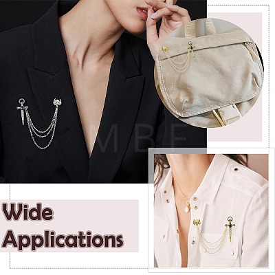 4Pcs 2 Colors Sword & Skull Alloy Hanging Chain Brooch JEWB-CJ0003-48-1