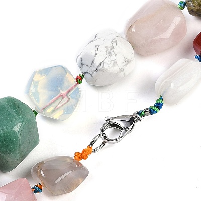 Natural Mixed Stone Nuggets Beaded Necklaces for Women Men NJEW-K388-01H-1