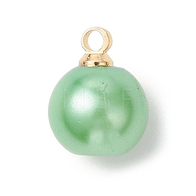 Baking Paint Pearlized Glass Pearl Round Charms PALLOY-JF04787-1