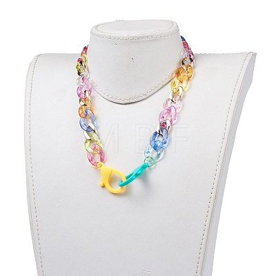 Personalized Rainbow CCB Plastic & Acrylic Curb Chain Necklaces NJEW-JN02878-02-1