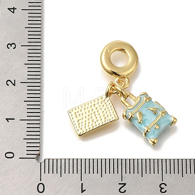 Brass Enamel European Dangle Charms KK-R002-22G-03-1