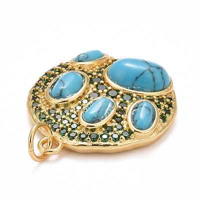 Synthetic Turquoise Pendants KK-M229-06G-1