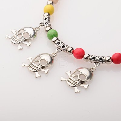 Alloy Skull Pendants Necklaces X-NJEW-PJN904-1