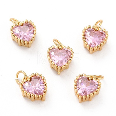 Real 18K Gold Plated Brass Inlaid Cubic Zirconia Charms ZIRC-L100-074G-1