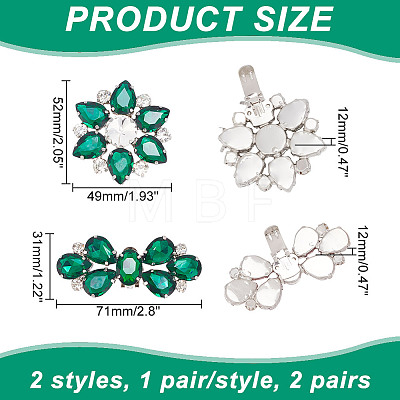 ARRICRAFT 4Pcs 2 Style Flower Glass Rhinestone Shoe Decoration AJEW-AR0001-79B-1