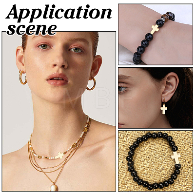 30Pcs Cross Brass Beads KK-ME0002-39-1