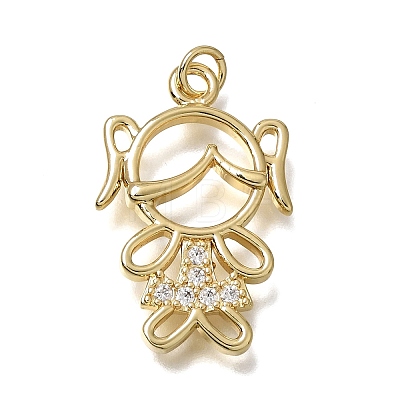 Brass Micro Pave Clear Cubic Zirconia Pendants CU-CBA637A-06G-B-1