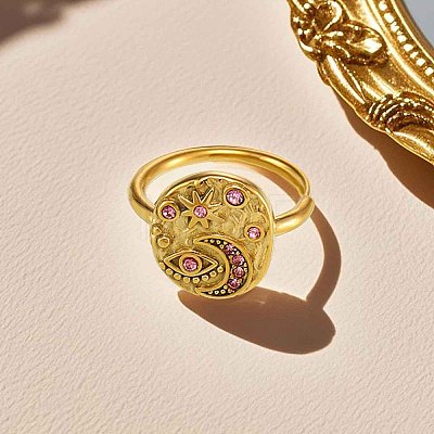 304 Stainless Steel & Cubic Zirconia Finger Rings for Women FS-WG99359-02-1