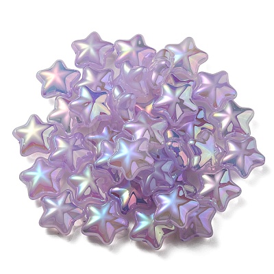 UV Plating Rainbow Iridescent Imitation Jelly Acrylic Beads OACR-C007-07C-1