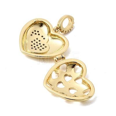 Brass Micro Pave Clear Cubic Zirconia Locket Pendants KK-H267-028A-03-1
