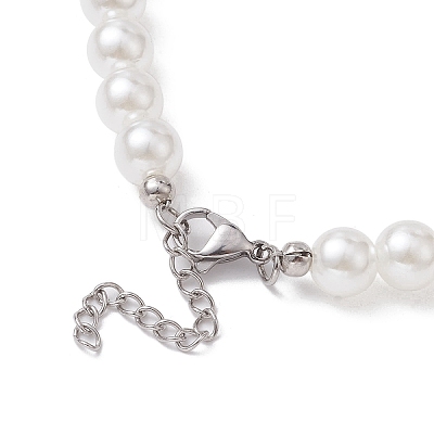 Plastic Imitation Pearl with Acrylic Sports Ball Beaded Necklaces for Women NJEW-JN04660-1