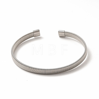 304 Stainless Steel Flat Snake Chains Shape Open Cuff Bangle for Women BJEW-C033-03-1
