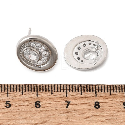Brass Micro Pave Cubic Zirconia Stud Earrings EJEW-G471-13P-1