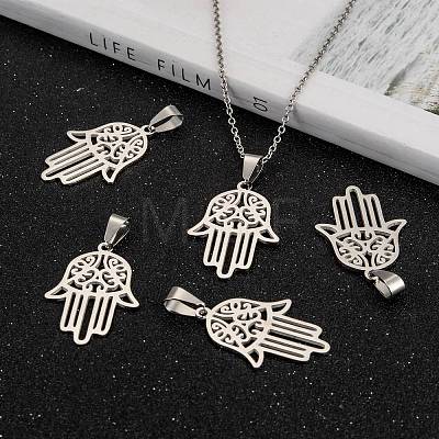 Non-Tarnish Hamsa Hand/Hand of Fatima/Hand of Miriam 304 Stainless Steel Pendants X-STAS-F016-18P-1