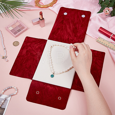 Portable Travel Velvet Pearl Necklaces Flap Carring Cases TP-WH0025-01B-1