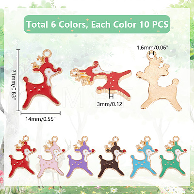   60Pcs 6 Colors Alloy Enamel Pendants ENAM-PH0002-78-1