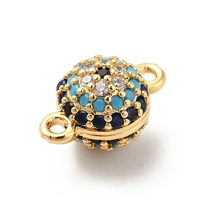 Brass Micro Pave Colorful Cubic Zirconia Connector Charms KK-H434-01G-1