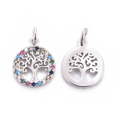 Brass Micro Pave Cubic Zirconia Charms ZIRC-L070-45P-1