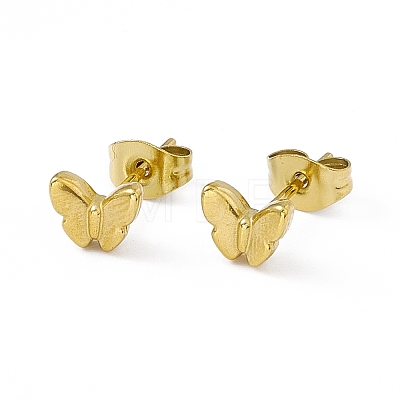 Vacuum Plating 304 Stainless Steel Tiny Butterfly Stud Earrings for Women EJEW-P212-10G-1