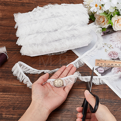 Polyester Pleated Elastic Lace Trim DIY-WH0656-82A-1