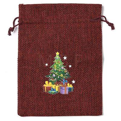 Christmas Theme Jute Cloth Storage Bags ABAG-F010-01B-08-1