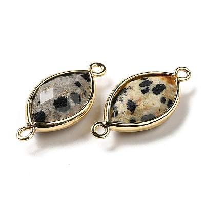 Natural Dalmatian Jasper Faceted Connector Charms G-K347-03G-12-1