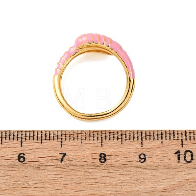 Brass Enamel Cuff Open Rings for Women RJEW-A098-01G-1