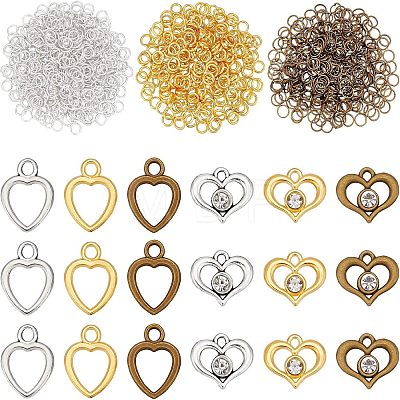 SUPERFINDINGS 60Pcs 6 Style Heart Alloy Pendants FIND-FH0003-46-1