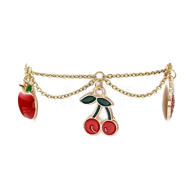 Alloy Enamel Fruit Charm Bracelets BJEW-JB09894-01-1