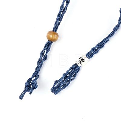 Adjustable Braided Waxed Cord Macrame Pouch Necklace Making MAK-WH0009-02F-1