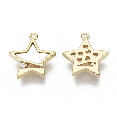 Brass Micro Pave Cubic Zirconia Charms KK-N232-51-NF-1