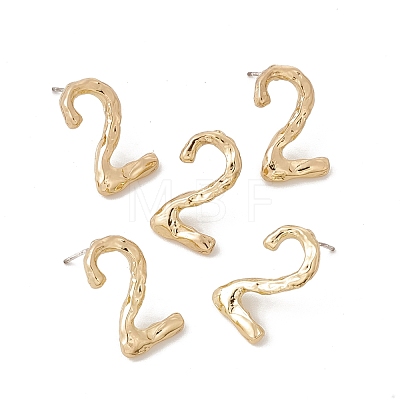 Brass Number Stud Earrings with 925 Sterling Silver Pins for Women EJEW-A077-01B-1