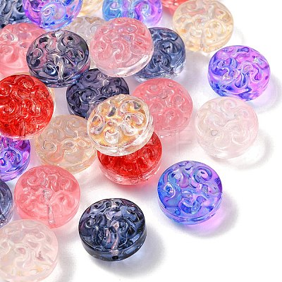 35Pcs Transparent Spray Painted Glass Beads GLAA-YW0001-61-1