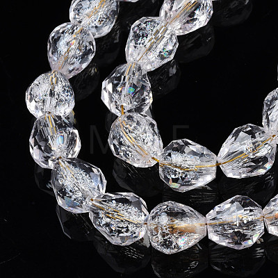 Transparent Crackle Glass Beads Strands GLAA-N051-03-1
