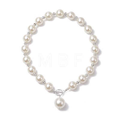 Imitation White Pearl Acrylic Beaded Necklaces NJEW-JN05122-02-1