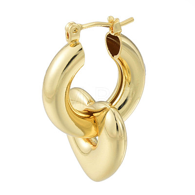 Brass Heart Dangle Hoop Earrings for Women EJEW-N011-86LG-1