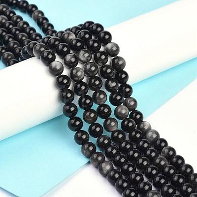 Natural Silver Obsidian Beads Strands G-D083-01C-1