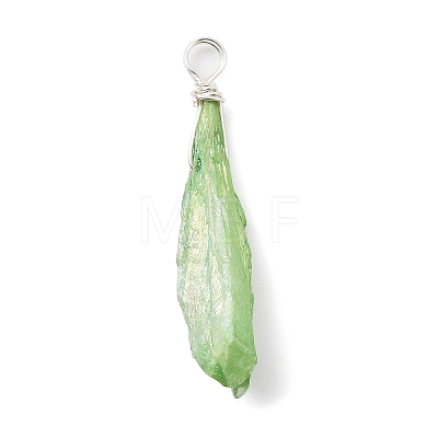 Electroplated Raw Rough Natural Quartz Crystal Copper Wire Wrapped Pendants PALLOY-JF02409-02-1