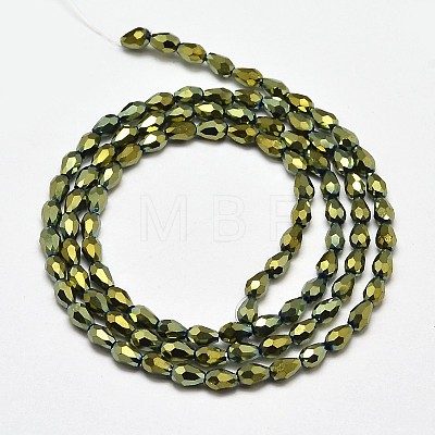 Faceted Teardrop Full Plated Electroplate Glass Beads Strands EGLA-J132-FP05-1