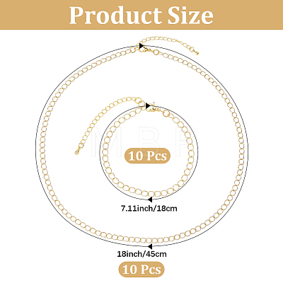 20Pcs Brass Cable Chain Bracelets & Necklaces Sets for Women SJEW-BM0001-03-1