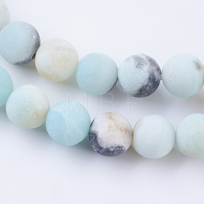 Frosted Natural Flower Amazonite Round Bead Strands X-G-E334-8mm-09-1
