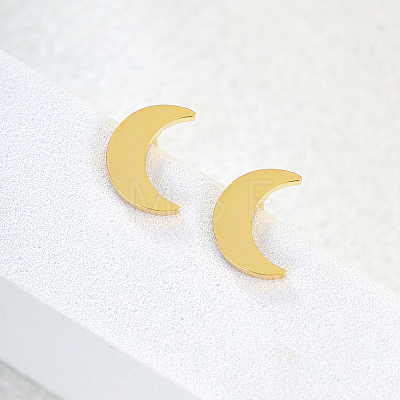 Fashionable and Cute Moon 201 Stainless Steel Stud Earrings OA0513-1