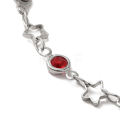 Brass Star Link Chain Bracelets BJEW-L685-03P-1
