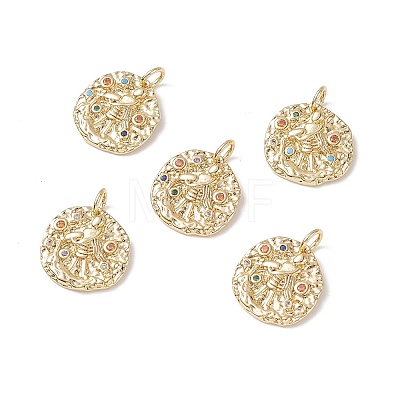 Brass Micro Pave Cubic Zirconia Pendants ZIRC-G157-03H-01G-1