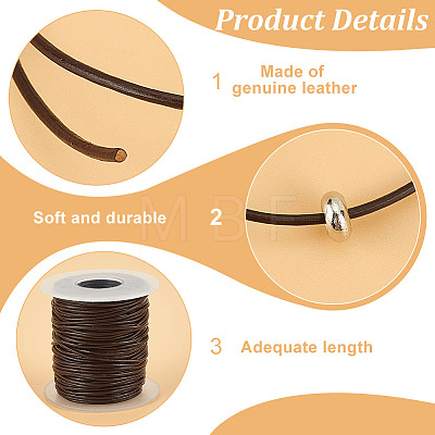 BENECREAT 50 Yards Cowhide Leather Jewelry Cord WL-BC0001-03B-1