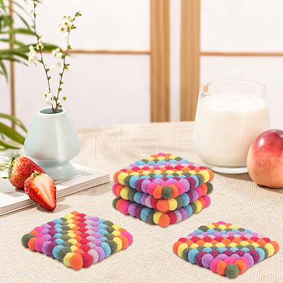 Round Wool Felt Ball Coasters AJEW-WH20020-151B-1
