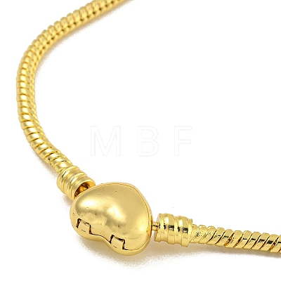 2.5mm Rack Plating Heart Brass European Style Round Snake Chain Bracelets for Jewelry Making BJEW-B106-17G-1