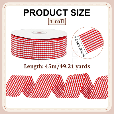 Polyester Tartan Ribbon OCOR-WH0082-574E-01-1